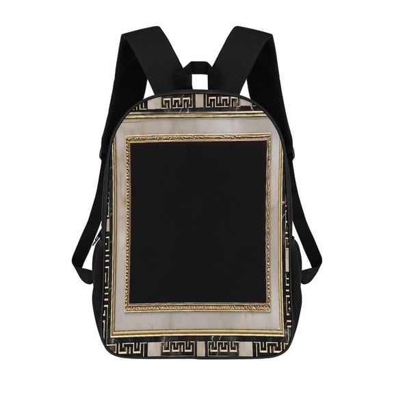Black Gold Marble 3D Print 17in adolescent backpack Bags knapsack Laptop