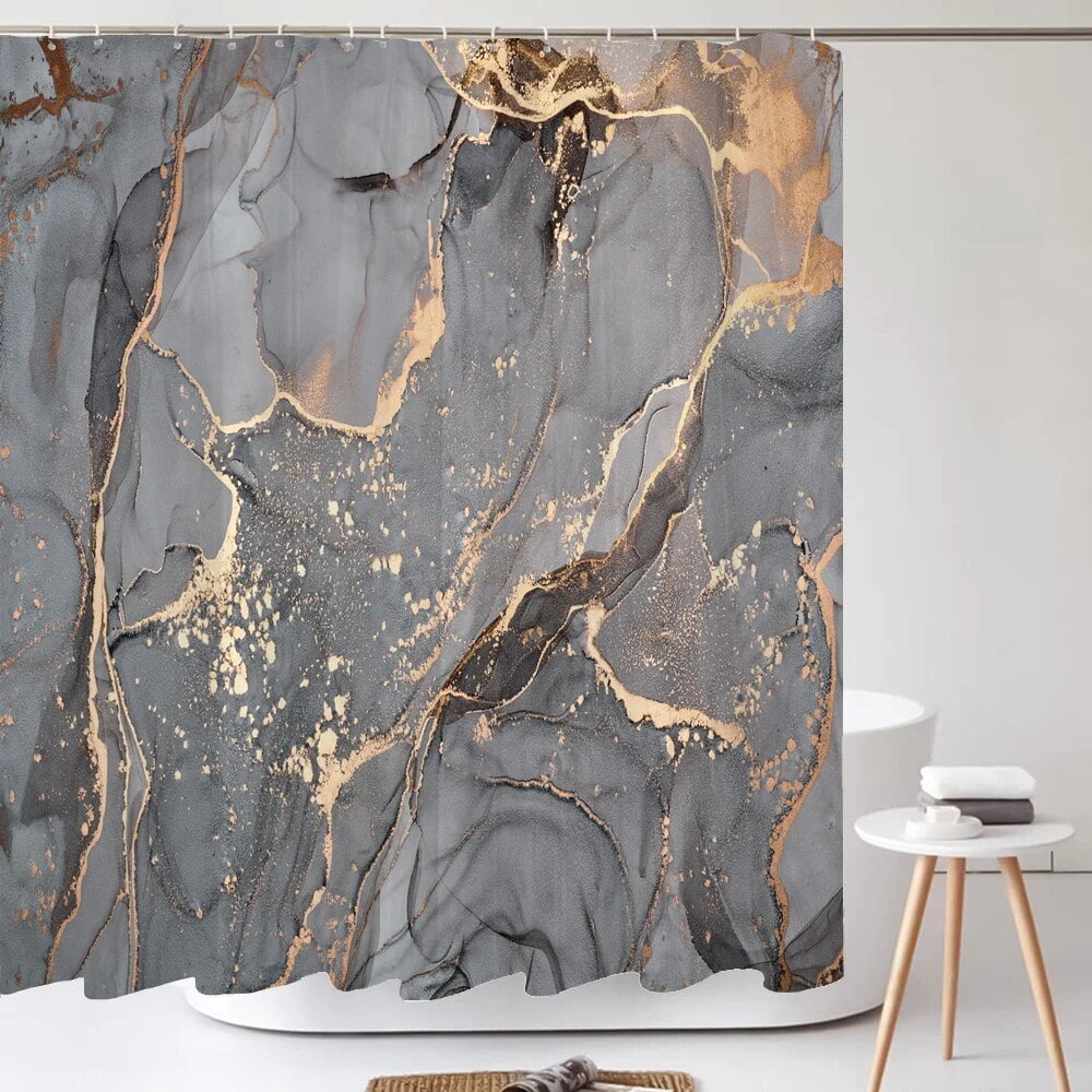 Black Gold Marble Abstract Modern Bathroom ration Shower Curtain ...