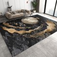 thumbnail image 1 of Black Gold Marble Area Rugs, Abstract Hand Drawn Night Moon Landscape Area Carpet, Apartment Carpet Fine Fluff Short Velvet Apply To Entryway Hallway Bedroom Living Room 3x5ft, 1 of 6