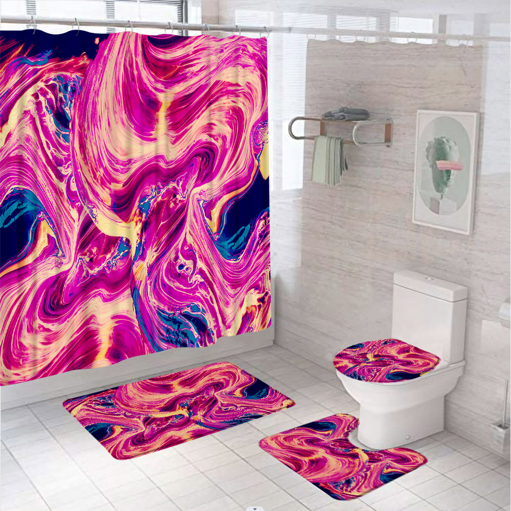 Black Gold Marble Bathroom Shower Curtain Sets Luxury Abstract r