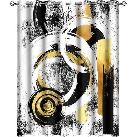 Black Gold Marble Blackout Curtains - Modern Abstract Art Geometric Print Grommet Window Drapes Set Energy Saving Thermal Insulated Drapes For Living Room Nursery 26"W x 45"L (Pack of 2)