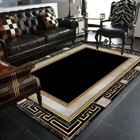 Black Gold Marble Carpet for Living Room Decorations Sofa Table Large Area Rugs Hallway Balcony Long Floor Mat Anti-slip Doormat