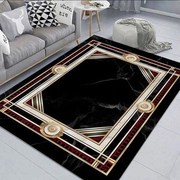 Black Gold Marble Carpet for Living Room rations Sofa Table Large Area Rugs Hallway Balcony Long Floor Mat Antislip Doormat