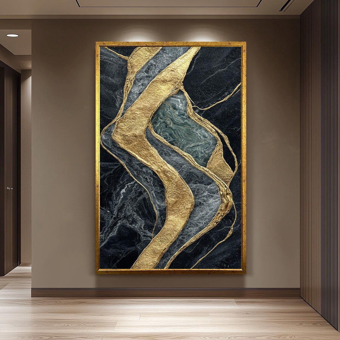 Black Gold Marble Glam Poster, Unframed Paper Poster 8x10in