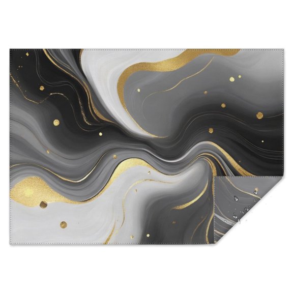 Black White and Gold Marble Rectangle Tablecloth 60"x84",Waterproof Polyester Rectangle Table Cloth, Wipeable Spillproof Polyester Tablecloth for Dining, Camping, Indoor and Outdoor
