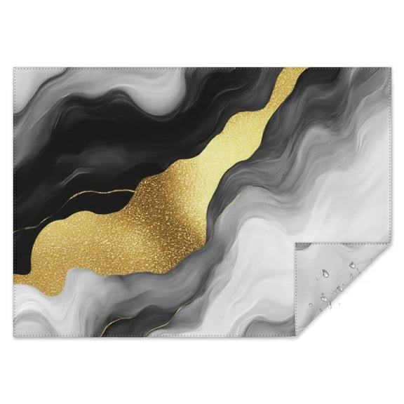 Black and Gold Marble Glitter Streaks Pattern Rectangle Tablecloth 60"x84",Waterproof Polyester Rectangle Table Cloth, Wipeable Spillproof Polyester Tablecloth for Dining, Camping, Indoor and Outdoor