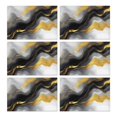 thumbnail image 1 of Black and Gold Marble Glitter Streaks Pattern Summer Placemats Table Placemats Set Of 6-Linen Kitchen Washable Placemats Table Mats 11.8"x17.7" Non-Slip Heat Resistant, 1 of 5
