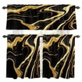 thumbnail image 1 of Black Gold Marble Kitchen Curtains Sets for Windows 24 Inch Length, Modern Geometric Textured Rod Pocket Window Treatments Tier Curtains and Valances Set for Bedroom/Bathroom, 1 of 8