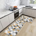 thumbnail image 1 of Black and Gold Marble Kitchen Mat Geometric Kitchen Rugs Set of 2 Cushioned Comfort Floor Waterproof Non-Slip Modern Polygons Runner Decor for Office Sink Laundry,17.3" x28" + 17.3" x 47", 1 of 6