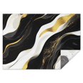 thumbnail image 1 of Black and Gold Marble Layered Waves Pattern Rectangle Tablecloth 60"x84",Waterproof Polyester Rectangle Table Cloth, Wipeable Spillproof Polyester Tablecloth for Dining, Camping, Indoor and Outdoor, 1 of 5