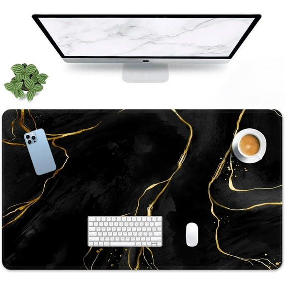 Black Gold Marble Mouse Pad Large Gaming Mouse Pad Rust Book Grain Non-Slip Desk Pad Keyboard and Mouse Desk Mat for Gamer, Office & Home, 31.5 x 15.7 in