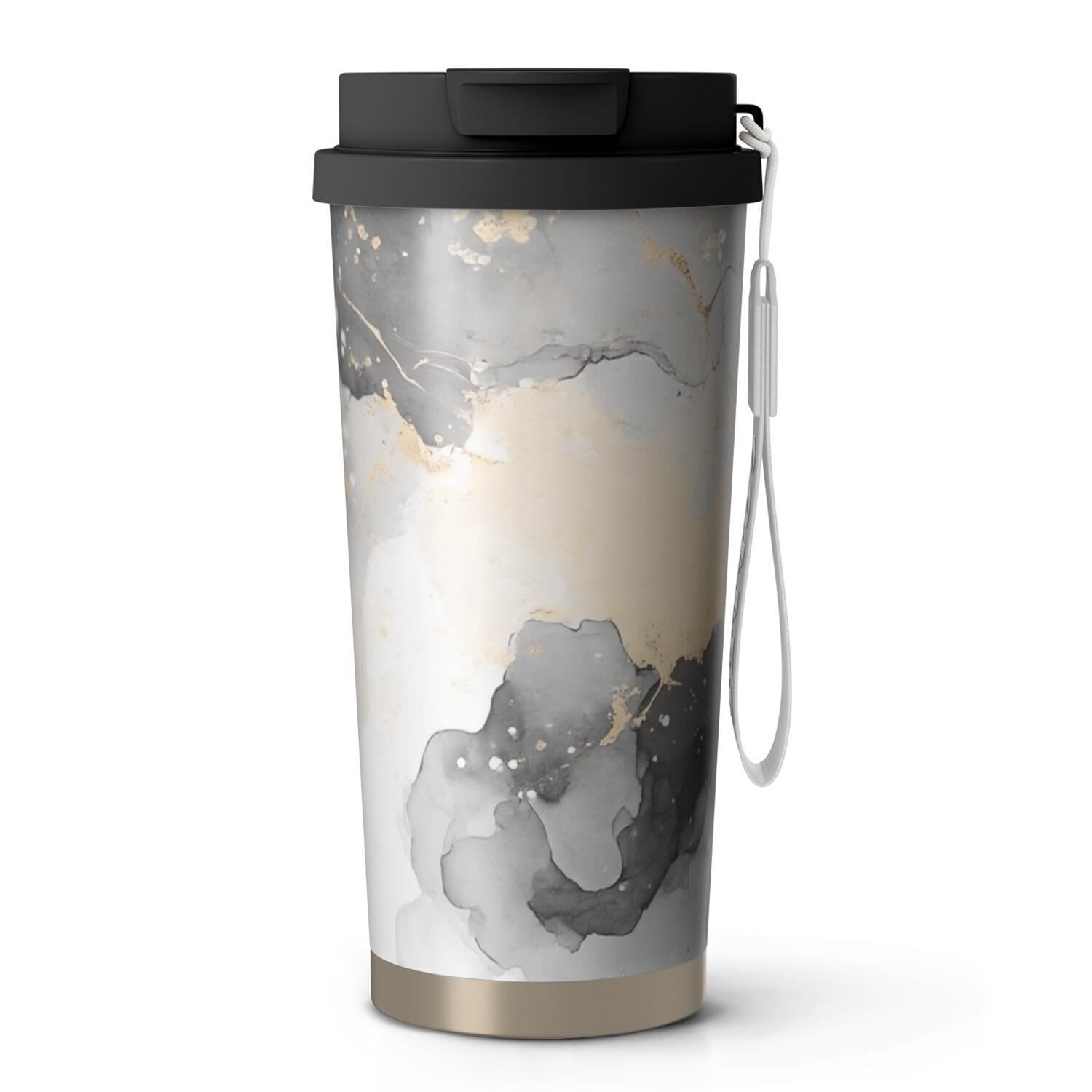 Black and Gold Marble Pattern 18oz Dual Sip Insulated Coffee Tumbler ...