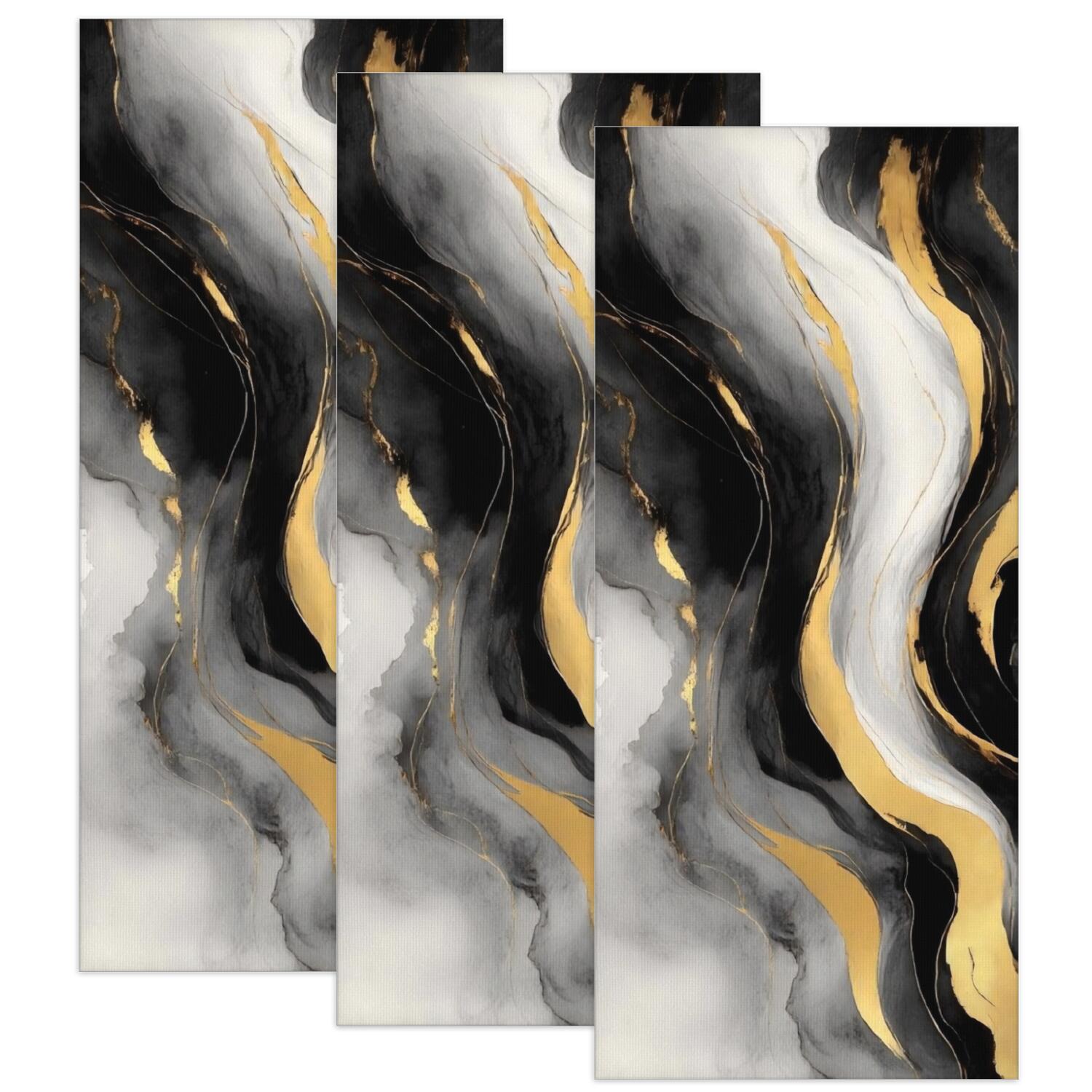 Black and Gold Marble Pattern 3 Pack Microfiber Multipurpose Towels ...