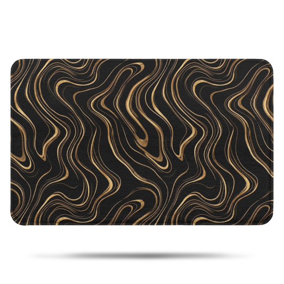 Black Gold Marble Pattern Bathroom Rugs Mat,Non Slip Microfiber Bathroom Rug,Rubber Backing,Soft Bathroom Mats for Bathroom Floor,Tub and Shower,17x27in(43x68cm)