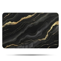 Black Gold Marble Pattern Bathroom Rugs Mat,Non Slip Microfiber Bathroom Rug,Rubber Backing,Soft Bathroom Mats for Bathroom Floor,Tub and Shower,17x27in(43x68cm)