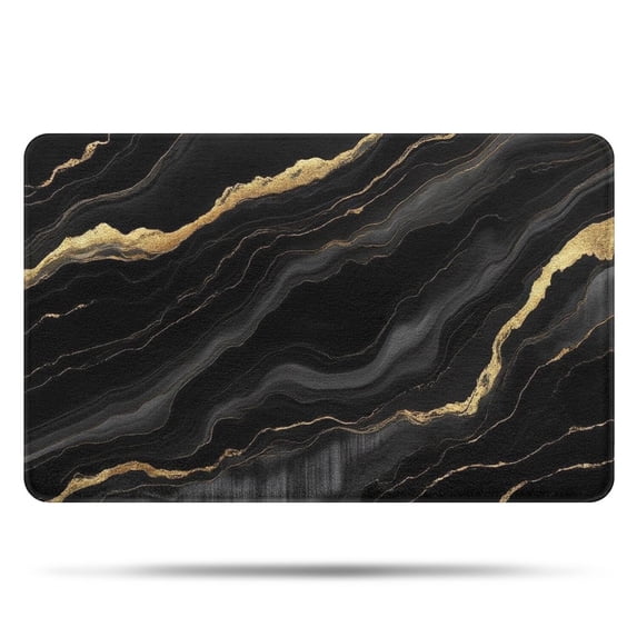 Black Gold Marble Pattern Bathroom Rugs Mat,Non Slip Microfiber Bathroom Rug,Rubber Backing,Soft Bathroom Mats for Bathroom Floor,Tub and Shower,20x32in(50x80cm)