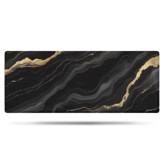 Black Gold Marble Pattern Bathroom Rugs Mat,Non Slip Microfiber Bathroom Rug,Rubber Backing,Soft Bathroom Mats for Bathroom Floor,Tub and Shower,60x24in(150x60cm)