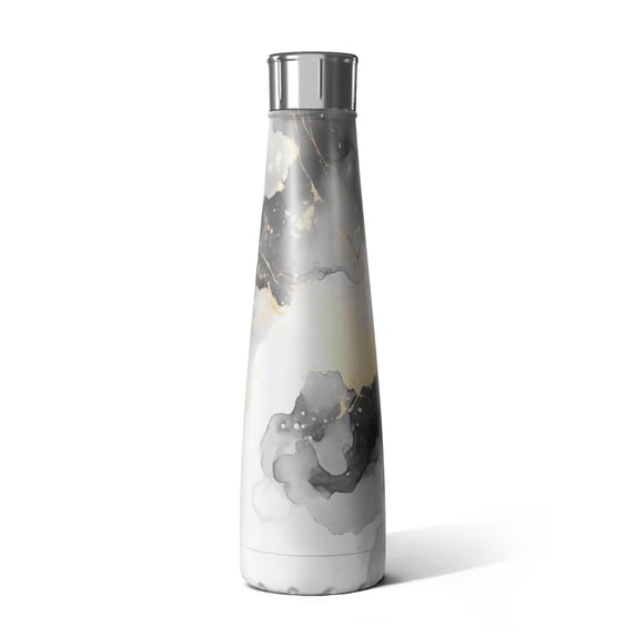 Marbeled Pattern Black and Gold Marble Pattern Cola Shaped Water Bottle 1 Pack, Vacuum ...