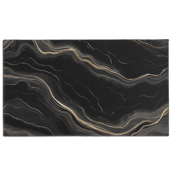 Black Gold Marble Pattern Door Rugs,Washable Non Slip Door Mats Indoor,Decorative Door Mats,Entry Mat Indoor for Entrance,Bedroom,Kitchen,Bathroom,17"x30"