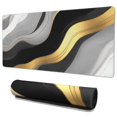 Marbeled Pattern Black and Gold Marble Pattern Extended Large Mouse Pad, Desk Protector ...