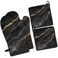 thumbnail image 1 of Black Gold Marble Pattern Kitchen Oven Mitt and Pot Holder Sets 2 Pcs for Baking, Cooking and Grilling, Heat Resistant Up To 392 °F, 1 of 7