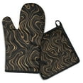 thumbnail image 1 of Black Gold Marble Pattern Kitchen Oven Mitt and Pot Holder Sets 2 Pcs for Baking, Cooking and Grilling, Heat Resistant Up To 392 °F, 1 of 7