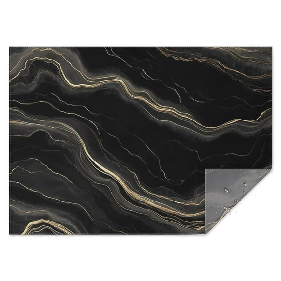 Black Gold Marble Pattern Rectangle Tablecloth 60"x84",Waterproof Polyester Rectangle Table Cloth, Wipeable Spillproof Polyester Tablecloth for Dining, Camping, Indoor and Outdoor