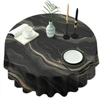 Black Gold Marble Pattern Round Tablecloth 60"x60",Wrinkle Wipeable Table Cloth for Kitchen Dining Room Picnic Patio Party