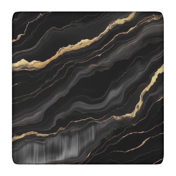 Black Gold Marble Pattern Square Fitted Tablecloth with Elastic Edge,Square Table Cover,Washable Elastic Table Cover for Home Kitchen Party Decor 36"x36"