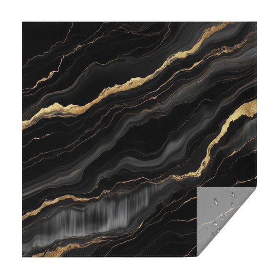 Black Gold Marble Pattern Square Tablecloth,Waterproof Square Table Cover,Wipeable Spillproof Washable Table Cover for Home Kitchen Party Decor 60"x60"(152x152cm)