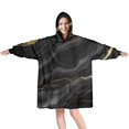 thumbnail image 1 of Black Gold Marble Pattern Wearable Oversized Blanket,Wearable Blanket Hoodie for Adults,Cozy Hooded Blankets with Super Pockets,Super Warm Fuzzy Pullover for Women & Men, 1 of 6