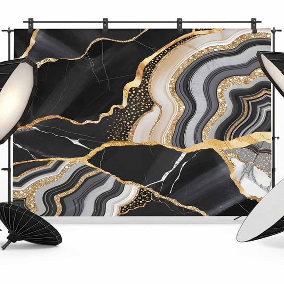 Black Gold Marble Photography Backdrop 7x5FT, Glitter Geometric Marble Foil Texture Photo Backdrops, Background for Photography Studio Photo Studio Background, Back Drop for Photoshoot