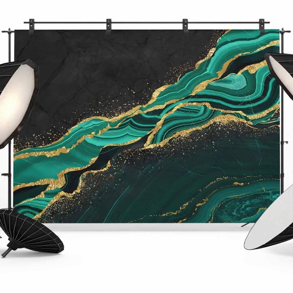 Black Gold Marble Photography Backdrop 7x5FT, Green Luxury Modern Abstract Wave Texture Photo Backdrops, Background for Photography Studio Photo Studio Background, Back Drop for Photoshoot
