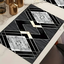 Black Gold Marble Placemats Set of 4, Linen Heat Resistant Washable Non-Slip Place Mats for Party Kitchen Dining Decor