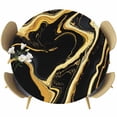 thumbnail image 1 of Black Gold Marble Round Tablecloth, Fitted Table Cover with Elastic for 45"-54" Round Tables, Modern Geometric Textured Table Cloth Outdoor Indoor Dinning Party Waterproof Tablecloths, 1 of 7