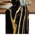 thumbnail image 1 of Black Gold Marble Short Table Runner 48 Inches Long, Modern Geometric Textured Cotton Linen Table Runners Dresser Scarves, Fabric Tabletop Scarf Furniture Cover for Home Dinner Party Decor 13"x48", 1 of 9