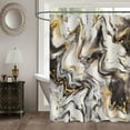 thumbnail image 1 of Black Gold Marble Shower Curtain Set, Abstract Modern Shower Curtain for Bathroom Decor, Waterproof Washable Fabric Shower Curtain, 72 x 72, 1 of 6