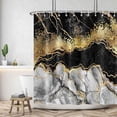 thumbnail image 1 of Black and Gold Marble Shower Curtains Abstract Grey and Golden Ink Art Granite Modern Crystal Bathroom Decor Polyester Fabric (72"x72) Includes Hooks Luxurious and Contemporary, 1 of 6