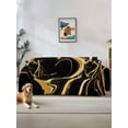 thumbnail image 1 of Black Gold Marble Sofa Cover Blanket Couch Covers for Armchair Cushion,Couch Sofa Silpcover with Tassel,Living Room Bedroom Throw Towel Blanket Covers for Pets Modern Geometric Textured S 71"x91", 1 of 9