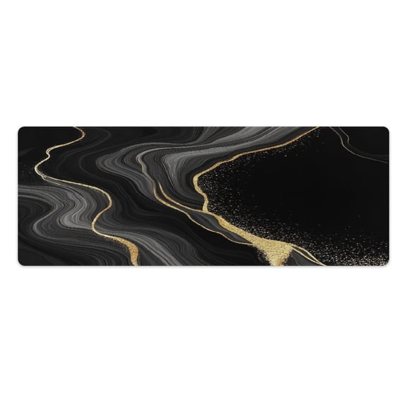 Black Gold Marble Texture_1 2 PCS Anti Fatigue Rugs Pvc Non Skid Waterproof Floor Mat Cushioned Comfort Standing Kitchen Mats for Floor