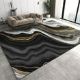 thumbnail image 1 of Black Gold Marble Texture Area Rug, Black And White Texture Water Ripple Home Decor Rug, Easy Clean Carpet For Living Room Bedroom Kitchen Dining Room Home Office Floor Rug 2x3ft, 1 of 6