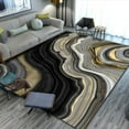 thumbnail image 1 of Black Gold Marble Texture Area Rug Modern Abstract Kitchen Runner Gold Glitter Swirl Print Rugs For Living Room Home Carpet Non Skid Floor Mat 2' x 3', 1 of 6