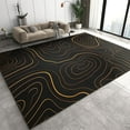 thumbnail image 1 of Black Gold Marble Texture Area Rug, Nordic Golden Lines Rectangle Rug With Carpet Tape For Living Room Bedroom Men Home Room Decor 4 x 6ft, 1 of 6