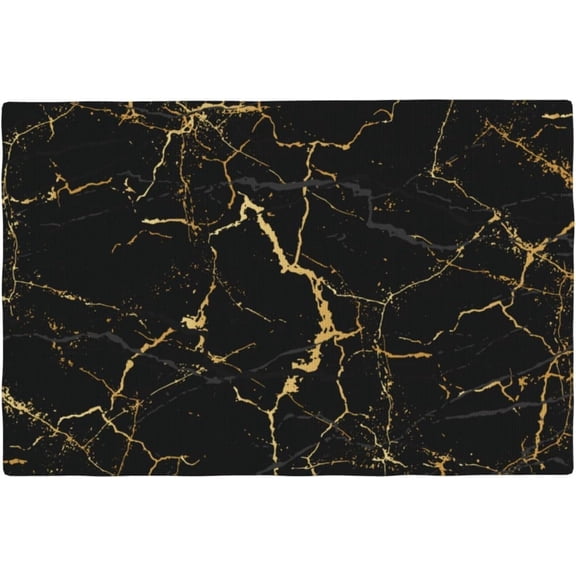 Black and Gold Marble Texture Placemats Set of 4 Marbling Texture Table Mats Table Tableware Place Mats with Non-Slip Heat-Resistant Washable for Dining Home Kitchen Party Indoor