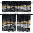 thumbnail image 1 of Black Gold Marble Valances Set for Kitchen, Black Gold Abstract Marble Texture Modern Luxury Home Decor Rod Pocket Window Drapes for Living Room Dining Room Office 52x18 Inch + 27x36 Inch X 2, 1 of 5