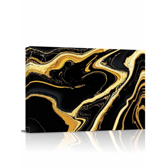 Black Gold Marble Wall Art for Living Room, Canvas Picture Wall Decor for Bathroom Bedroom, Modern Geometric Textured Painting Artwork for Office Kitchen Hallway Dining Room Home Decorations 16"x20"