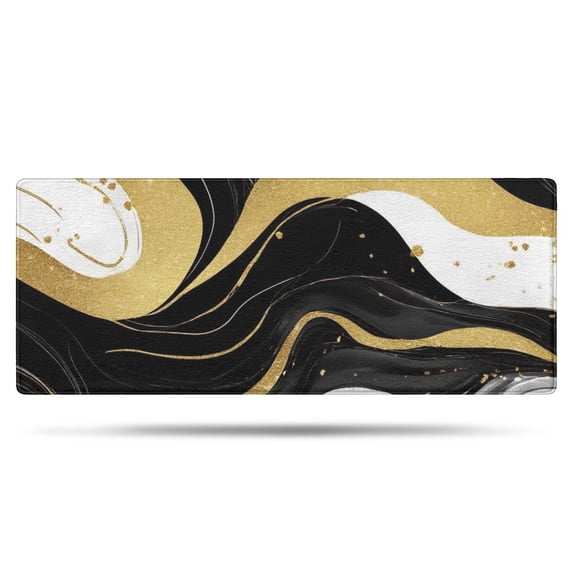 Black and Gold Marble Wavy Lines Pattern Bathroom Rugs Mat,Non Slip Microfiber Bathroom Rug,Rubber Backing,Soft Bathroom Mats for Bathroom Floor,Tub and Shower,60x24in(150x60cm)
