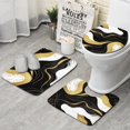 thumbnail image 1 of Black and Gold Marble Wavy Lines Pattern Bathroom Rugs Sets 3 Piece,Toilet Cover Set,Absorbent Non Slip Bathroom Mats Sets with U-Shaped Contour Rug Toilet Rug Set, 1 of 5