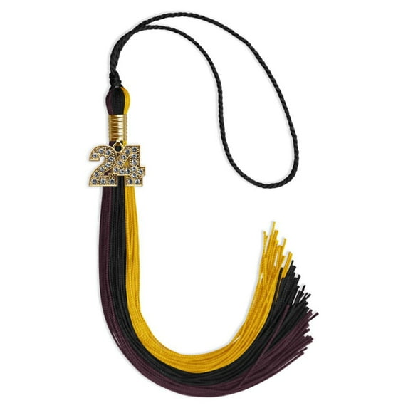 Endea Graduation Black/Gold/Maroon Graduation Tassel with Gold Date Drop