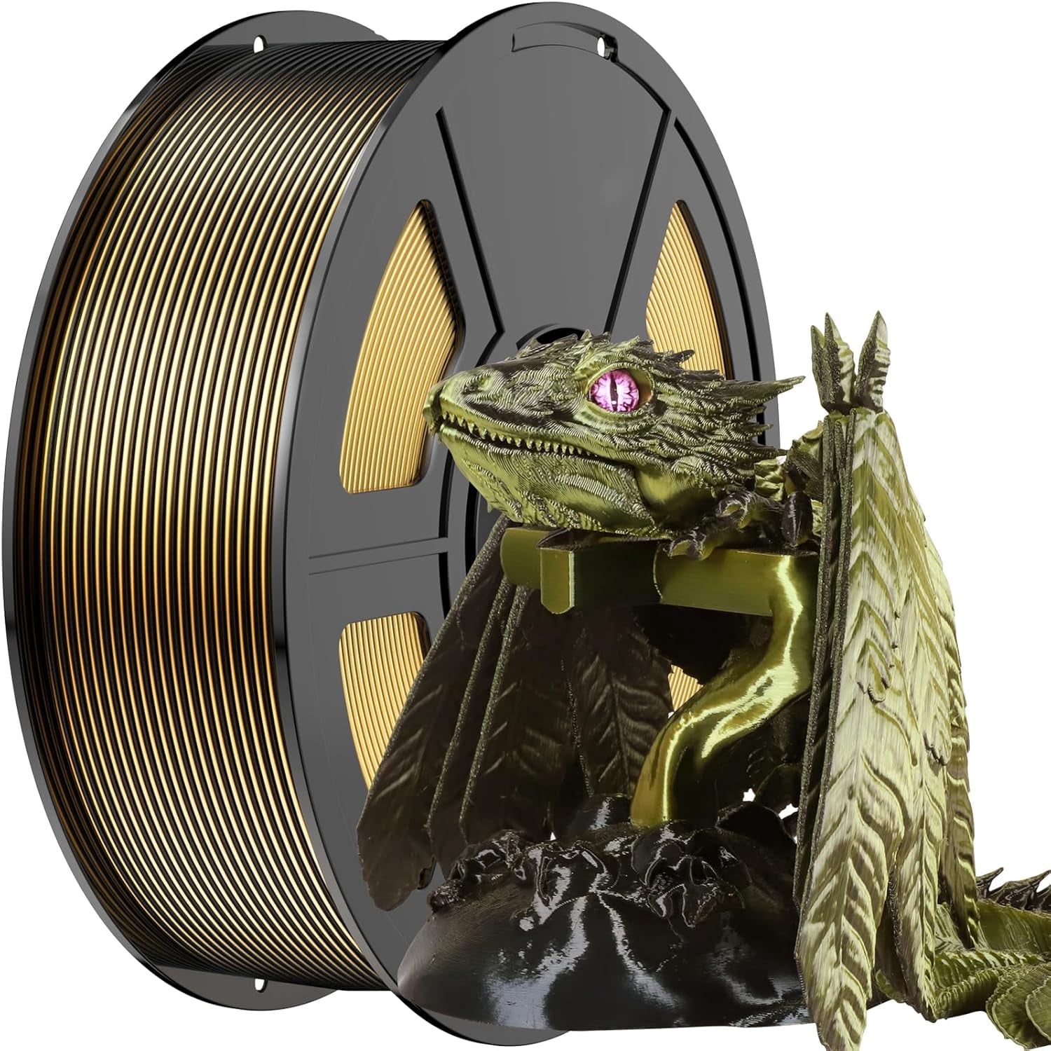 Black Gold Multicolor Silk PLA Filament 1KG - Halloween Dual Color Change High Speed 3D Printer Filament 1.75mm with +/- 0.03mm Accuracy for FDM Printers & 3D Pens